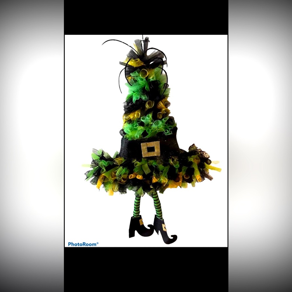 Homemade Witch Hat Wreath Made For Halloween